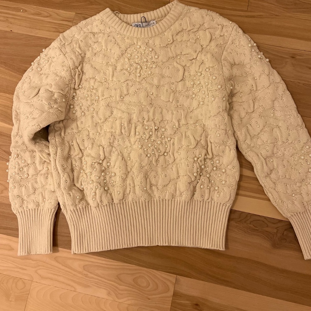 Zara pearl embellished sweater NWOT - Picture 5 of 6